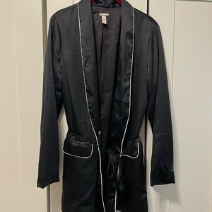 Victoria's Secret Black Robe with White Piping